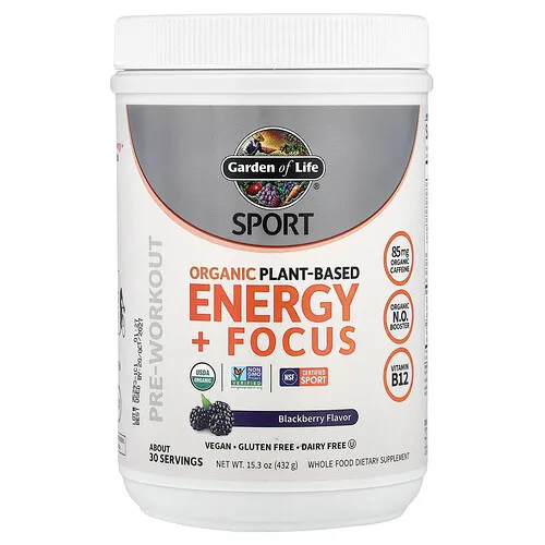 Garden of Life, Sport, Energía orgánica de origen vegetal y concentración, Zarzamora, 432 g (15,3 oz)