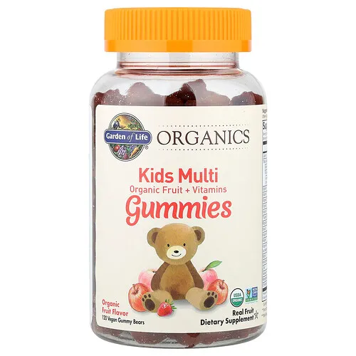 Garden of Life, Ingredientes orgánicos, Gomitas multivitamínicas para niños, Fruta orgánica más vitaminas, Fruta, 120 gomitas en forma de ositos veganos