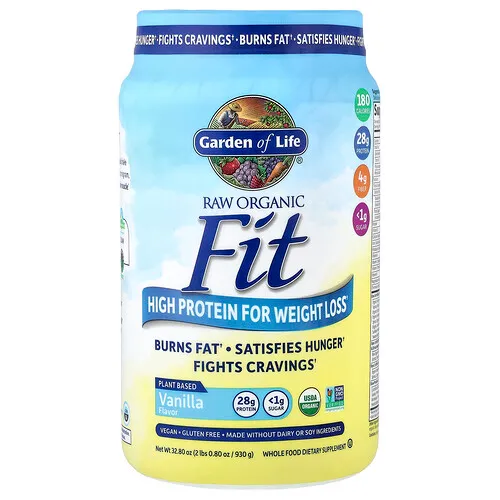 Garden of Life, RAW Organic Fit, Suplemento con alto contenido de proteínas para bajar de peso, Vainilla, 930 g (2 lb 0,8 oz)
