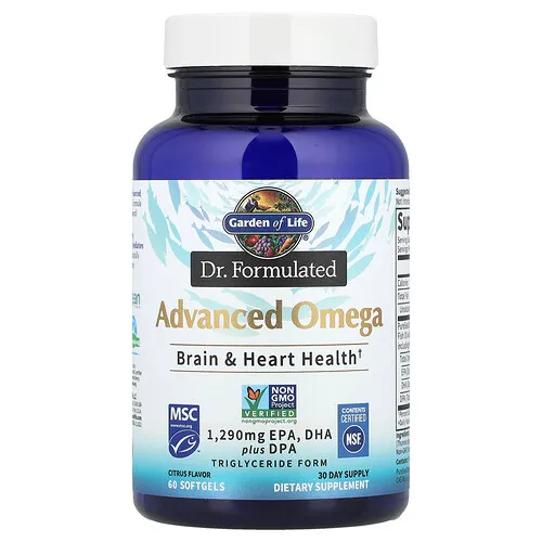 Garden of Life, Suplemento formulado por un médico, Omega avanzado, Cítricos, 60 cápsulas blandas (645 mg por cápsula blanda)