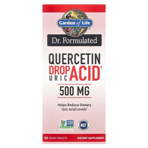 Garden of Life, Dr. Producto formulado, Gotas de quercetina y ácido úrico, 500 mg, 60 comprimidos veganos