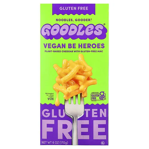 Goodles, Vegan Be Heroes, Suplemento cheddar de origen vegetal con macarrones sin gluten, 170 g (6 oz)