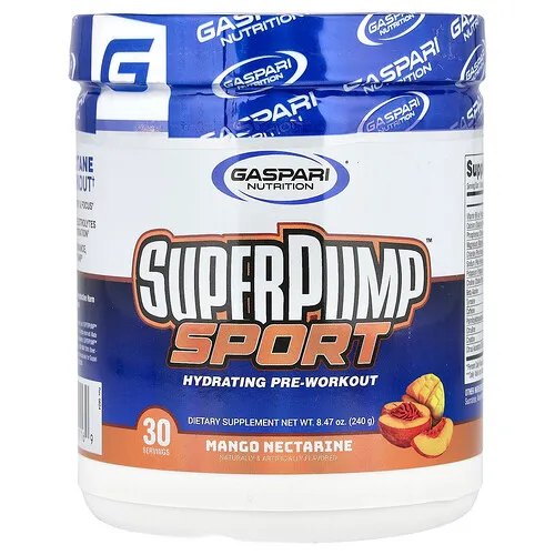 Gaspari Nutrition, SuperPump™ Sport, Preentrenamiento hidratante, Mango y nectarina, 240 g (8,47 oz)