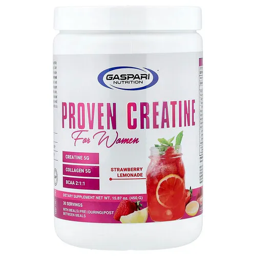 Gaspari Nutrition, Creatina probada para mujeres, Limonada de fresa, 450 g (15,87 oz)