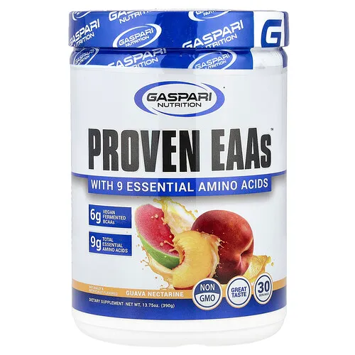 Gaspari Nutrition, Proven EAAs™ con 9 aminoácidos esenciales, Guayaba y nectarina, 390 g (13,75 oz)