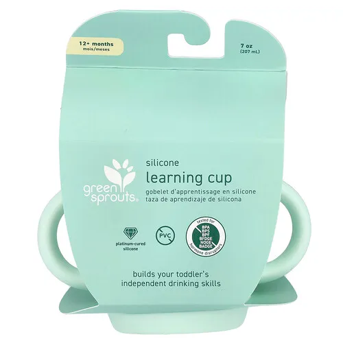 Green Sprouts, Vaso de aprendizaje de silicona, 12 meses en adelante, Salvia clara, 207 ml (7 oz)