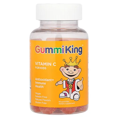 GummiKing, Vitamina C para niños, Naranja, 60 gomitas (30 mg por gomita)