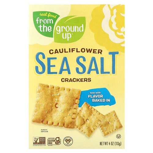 From The Ground Up, Galletas de coliflor, Sal marina, 113 g (4 oz)