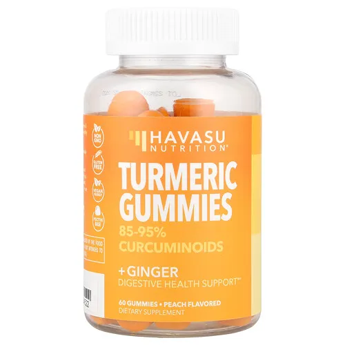 Havasu Nutrition, Gomitas de cúrcuma y jengibre, Melocotón, 60 gomitas