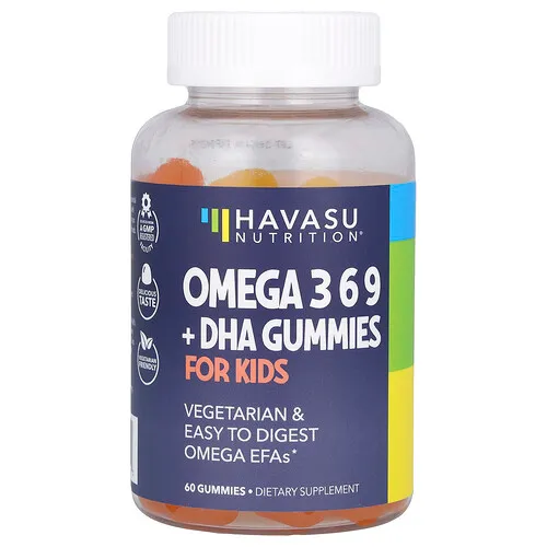 Havasu Nutrition, Gomitas con omega 3, 6 y 9 DHA para niños, 60 gomitas