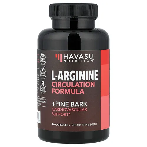 Havasu Nutrition, L-arginina, Fórmula circulatoria más corteza de pino, 90 cápsulas