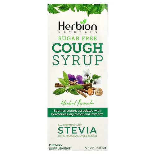 Herbion Naturals, Jarabe para la tos sin azúcar y estevia, Sin alcohol, 150 ml (5 oz. líq.)