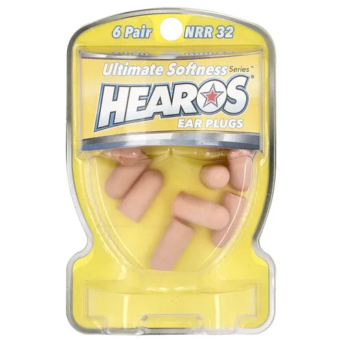 Hearos, Tapones para los oídos Ultimate Softness Series™, Amarillos, NRR 32, 6 pares
