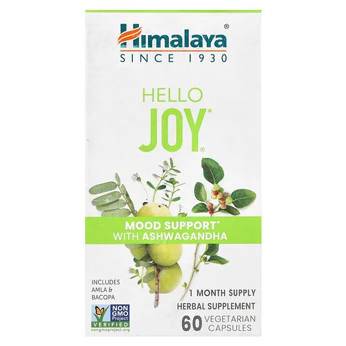 Himalaya, Hello Joy, Refuerzo para el estado de ánimo con ashwagandha, 60 cápsulas vegetales