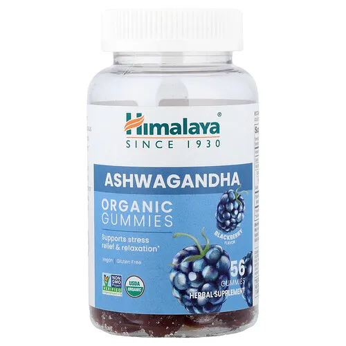 Himalaya, Gomitas de ashwagandha orgánico, Zarzamora, 56 gomitas