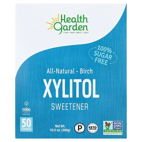 Health Garden, Endulzante totalmente natural con xilitol de abedul, 50 sobres, 6 g (0,21 oz) cada uno