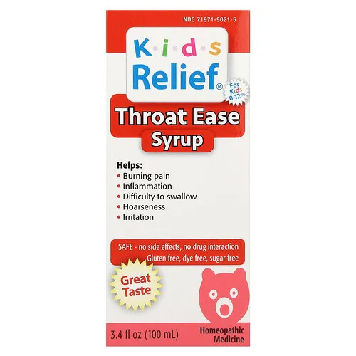 Homeolab USA, Kid's Relief®, Jarabe para aliviar la garganta, Niños de 0 a 12 años, 100 ml (3,4 oz. líq.)