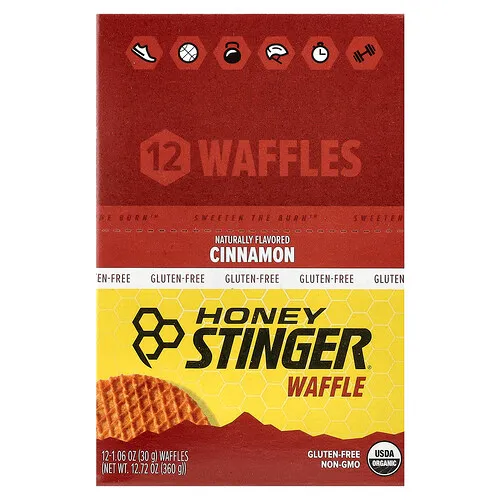 Honey Stinger, Waffle energético, Canela, 12 waffles, 30 g (1,06 oz) cada uno