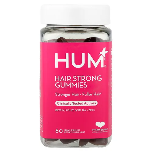 HUM Nutrition, Gomitas para fortalecer el cabello, Fresa, 60 gomitas veganas