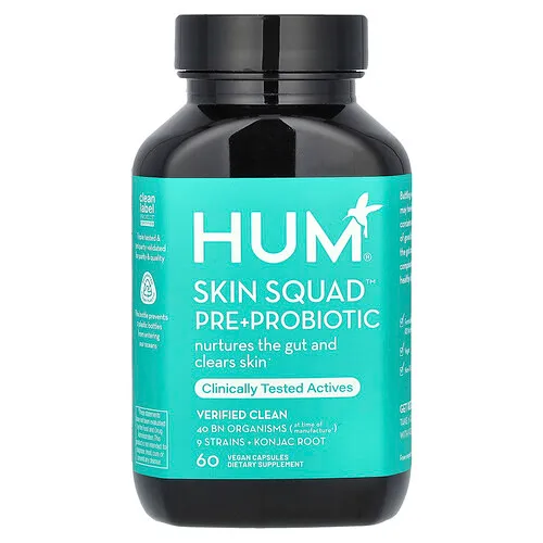 HUM Nutrition, Skin Squad Pre y probiótico, 60 cápsulas veganas