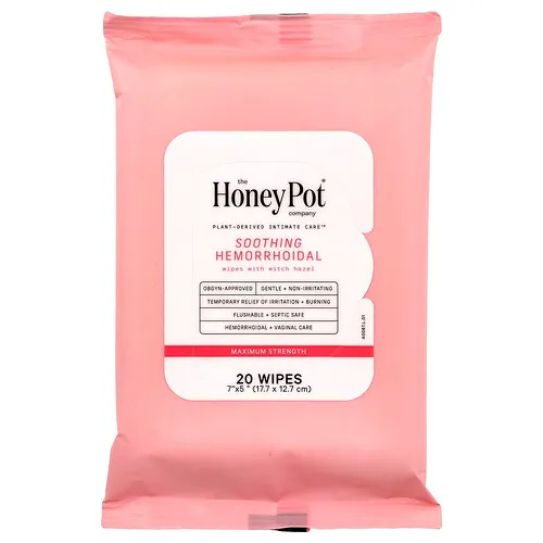 The Honey Pot Company, Toallitas calmantes para las hemorroides, Máxima concentración, 20 toallitas