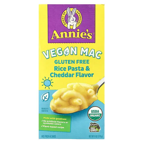 Annie's Homegrown, Macarrones veganos, Pasta de arroz y queso cheddar, 170 g (6 oz)