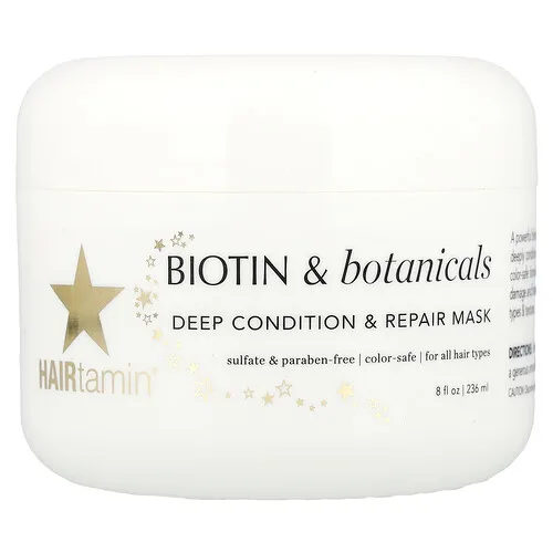 HAIRtamin, Biotina e ingredientes botánicos, Mascarilla reparadora y de acondicionamiento profundo, 236 ml (8 oz. líq.)