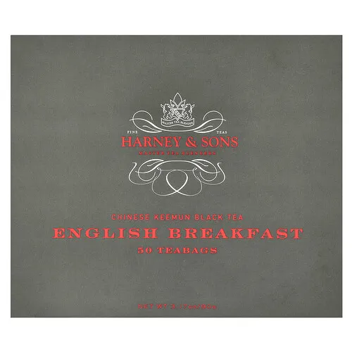 Harney & Sons, Té negro chino Keemun, Desayuno inglés, 50 bolsitas de té, 90 g (3,17 oz)