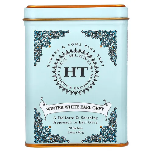 Harney & Sons, Mezclas de té HT, Earl Grey blanco invernal, 20 sobres, 40 g (1,4 oz)
