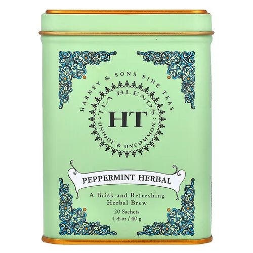 Harney & Sons, Mezclas de tés HT, Hierbas y menta, Sin cafeína, 20 sobres, 40 g (1,4 oz)