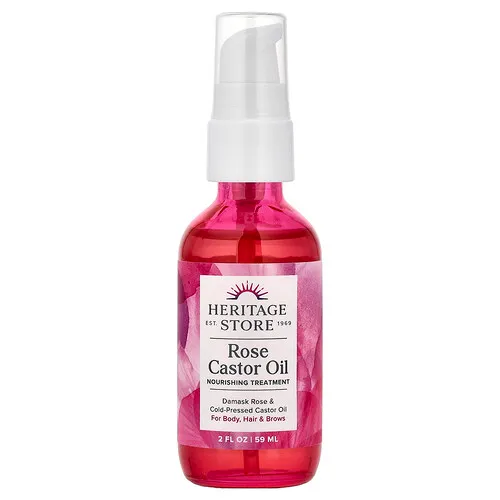 Heritage Store, Aceite de ricino y rosa, 59 ml (2 oz. líq.)