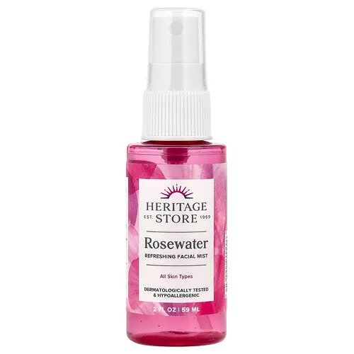 Heritage Store, Agua de rosas, Bruma facial refrescante, Todo tipo de piel, 59 ml (2 oz. líq.)