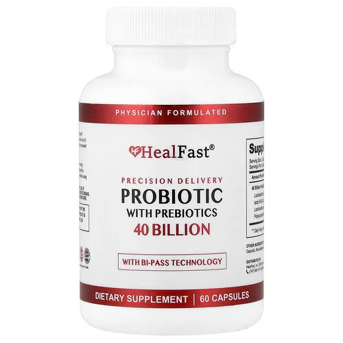 HealFast, Probiótico con prebióticos, 60 cápsulas