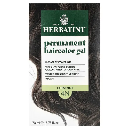 Herbatint, Gel Herbal Permanente de Tinte para el Cabello, 4N, Chestnut, 4.56 fl oz (135 ml)