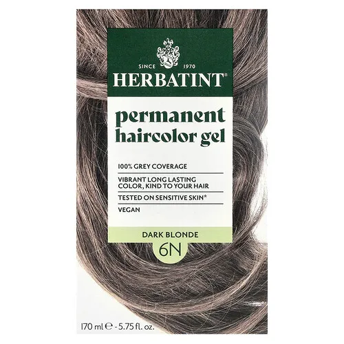 Herbatint, Tinte para el cabello permanente en gel, 6N, Rubio oscuro, 135 ml (4,56 oz. líq.)