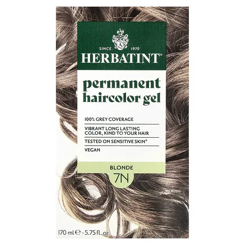Herbatint, Gel de Tinte para el Cabello Permanente, 7N Blonde, 4.56 fl oz (135 ml)