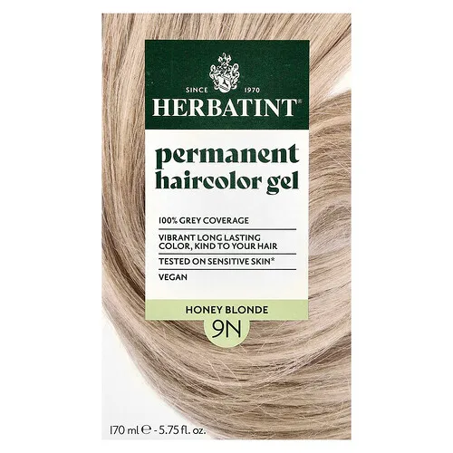 Herbatint, Tintura de hierbas permanente en gel para cabello, 9N, Rubio Miel, 4,56 fl oz (135 ml)