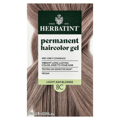 Herbatint, Gel de Tinte para el Cabello Permanente, 8C, Rubio Claro Ceniza, 4.56 fl oz (135 ml)