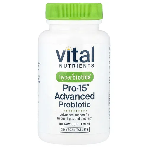 Vital Nutrients, Hyperbiotics®, Probiótico avanzado Pro-15®, 30 comprimidos veganos