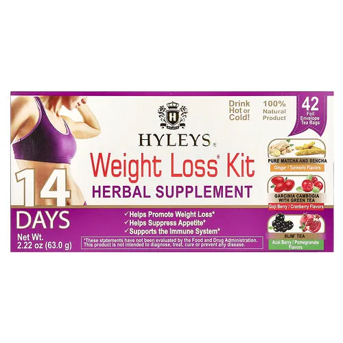 Hyleys Tea, Kit para bajar de peso por 14 días, 42 bolsitas de té, 63 g (2,22 oz)