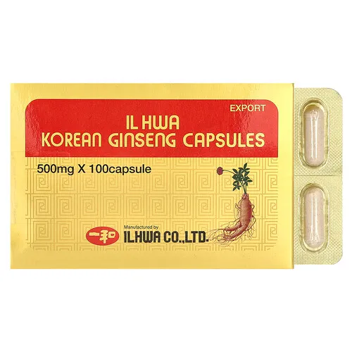 Ilhwa, Ginseng coreano, 500 mg, 100 cápsulas