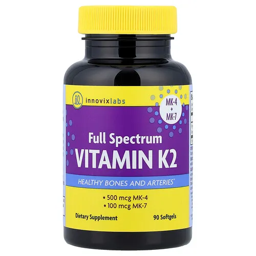 InnovixLabs, Vitamina K2, Espectro completo, 90 cápsulas blandas