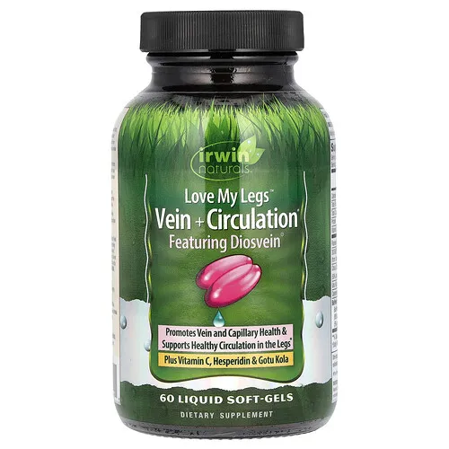 Irwin Naturals, Love My Legs, Suplemento para favorecer la salud de las venas y la circulación, 60 cápsulas blandas con contenido líquido