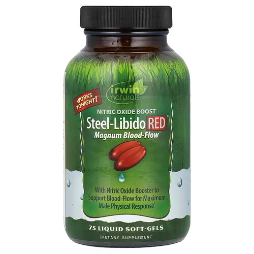 Irwin Naturals, Steel-Libido Rojo, 75 Pastillas Blandas de Gel Líquidas