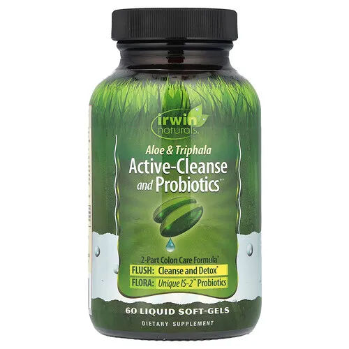 Irwin Naturals, Aloe & Triphala Active-Cleanse and Probiotics, 60 Geles Líquidos Suaves