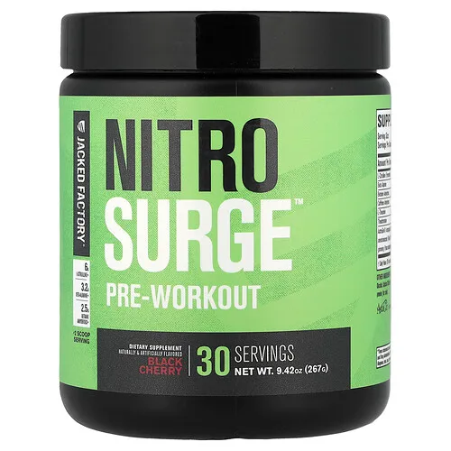 Jacked Factory, Nitro Surge™, Suplemento preentrenamiento, Cereza negra, 267 g (9,42 oz)
