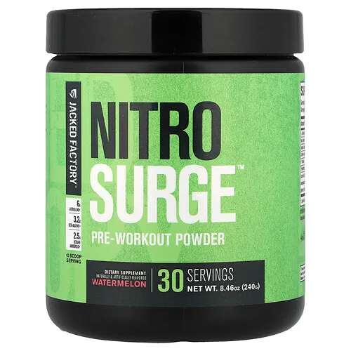 Jacked Factory, Nitro Surge™, Polvo preentrenamiento, Sandía, 240 g (8,46 oz)