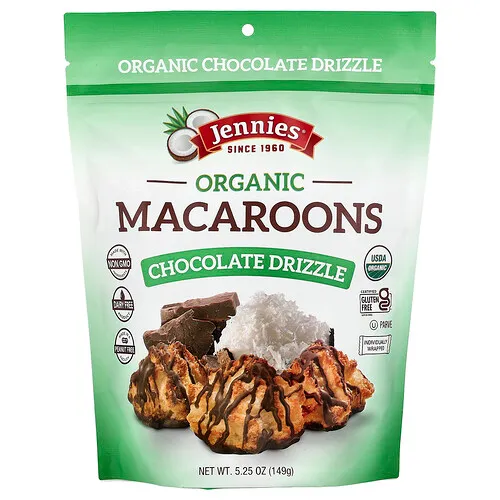 Jennies Macaroons, Macaroons orgánicos, Llovizna de chocolate, 149 g (5,25 oz)