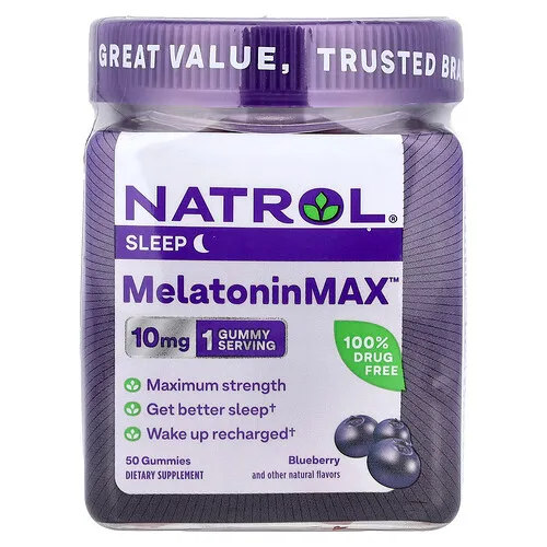 Natrol, MelatoninMax™, Arándano azul, 10 mg, 50 gomitas