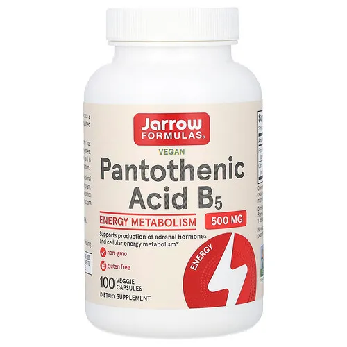 Jarrow Formulas, Ácido pantoténico con vitamina B5, 100 cápsulas vegetales